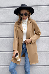 Lapel Collar Long Sleeve Blazer - Trendsi - Flyclothing LLC