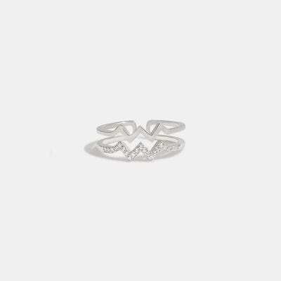 Wave Shape Inlaid Zircon Open Ring - Trendsi - Flyclothing LLC