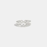 Wave Shape Inlaid Zircon Open Ring - Flyclothing LLC