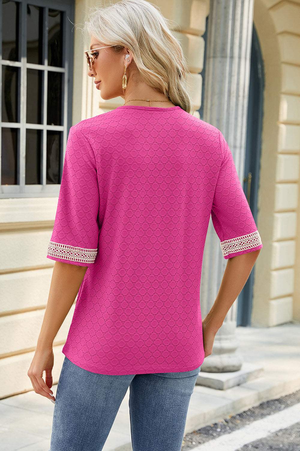 V-Neck Half Sleeve T-Shirt - Trendsi - Flyclothing LLC
