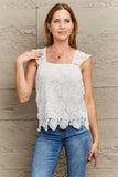 Lace Detail Square Neck Tank Top - Trendsi