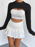 Distressed Long Sleeve Cropped Sweater - Trendsi - Flyclothing LLC