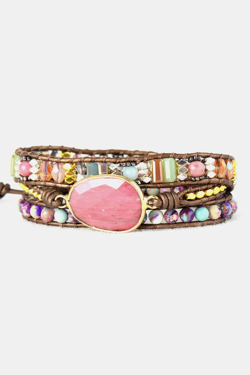 Handmade Crystal Beaded Natural Stone Bracelet - Trendsi - Flyclothing LLC