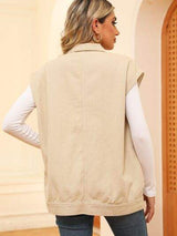 Pocketed Button Up Sleeveless Denim Jacket - Trendsi - Flyclothing LLC