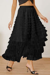 Ruched High Waist Tiered Skirt - Trendsi - Flyclothing LLC