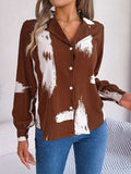 Printed Collared Neck Button Up Shirt - Trendsi - Flyclothing LLC