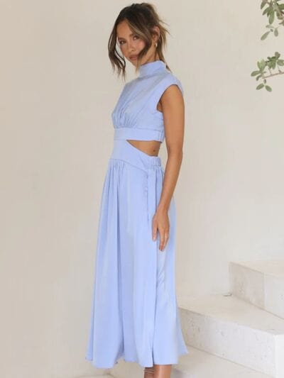 Cutout Mock Neck Sleeveless Dress - Trendsi