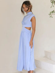 Cutout Mock Neck Sleeveless Dress - Trendsi