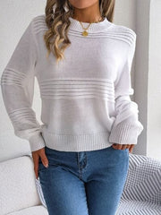 Round Neck Long Sleeve Sweater - Trendsi