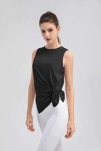 Slit Round Neck Tank - Trendsi - Flyclothing LLC