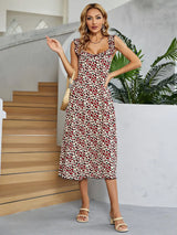 Printed Ruffled Sleeveless Midi Dress - Trendsi - Flyclothing LLC