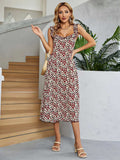 Printed Ruffled Sleeveless Midi Dress - Trendsi - Flyclothing LLC