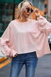 Exposed Seam Round Neck Top with Pocket - Trendsi - Flyclothing LLC