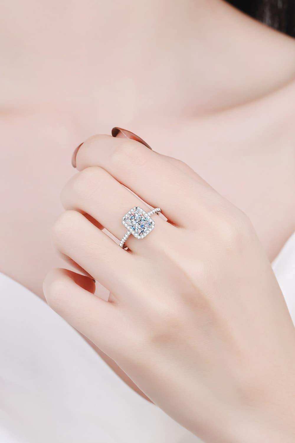 2 Carat Moissanite 925 Sterling Silver Halo Ring - Trendsi - Flyclothing LLC