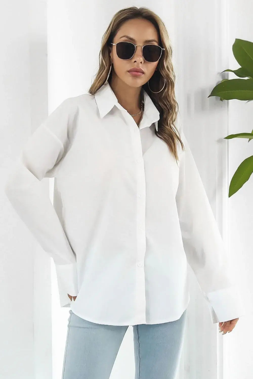 Dropped Shoulder Longline Shirt - Trendsi - Flyclothing LLC