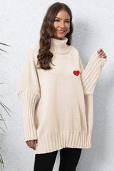 Turtle Neck Long Sleeve Ribbed Sweater - Trendsi - Flyclothing LLC