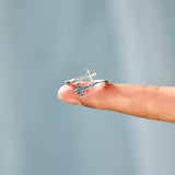 Zircon 925 Sterling Silver Double Cross Bypass Ring - Flyclothing LLC