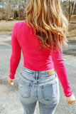 High Neck Long Sleeve Ribbed Top - Trendsi - Flyclothing LLC