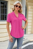 Eyelet Short Sleeve Blouse - Trendsi
