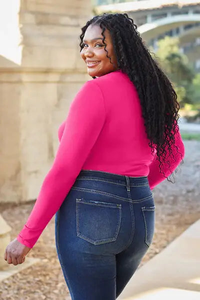 Basic Bae Full Size Round Neck Long Sleeve Bodysuit - Trendsi - Flyclothing LLC