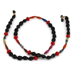 Face Mask/Eyeglass Paper Bead Chain, Black and Red - Creative Alternatives