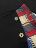 Plus Size Plaid Buttoned Long Sleeve Hooded Dress - Trendsi - Flyclothing LLC