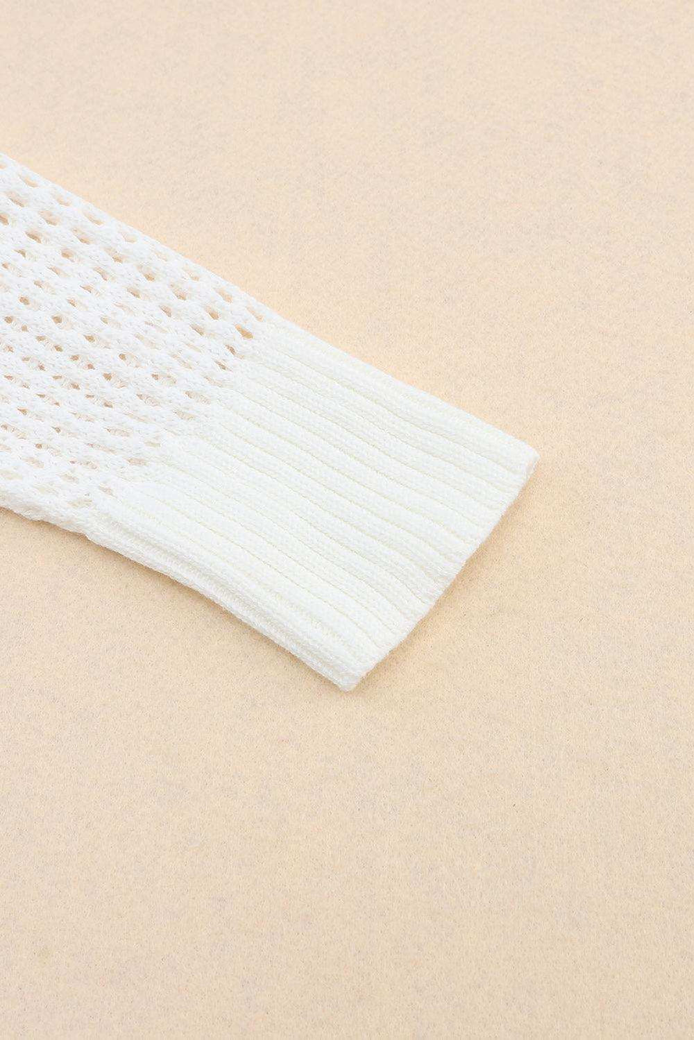 Openwork V-Neck Dropped Shoulder Knit Top - Trendsi - Flyclothing LLC