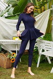 Mock Neck Long Sleeve One-Piece Swimwear - Trendsi - Flyclothing LLC