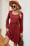 Frill Square Neck Long Sleeve Dress - Trendsi - Flyclothing LLC