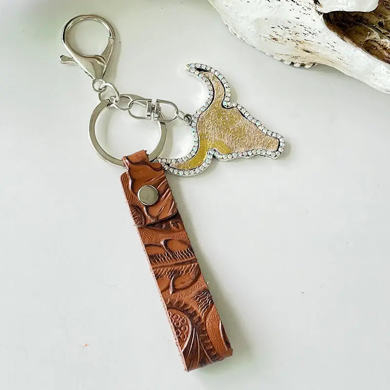 Rhinestone Bull Keychain - Trendsi - Flyclothing LLC