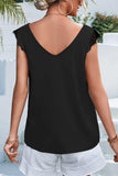 Lace Detail Eyelash Trim V-Neck Tank - Trendsi - Flyclothing LLC