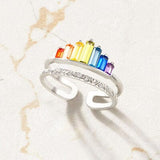 Zircon 925 Sterling Silver Double-Layered Ring - Flyclothing LLC
