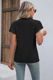 Eyelet Notched Neck Flutter Sleeve Top - Trendsi - Flyclothing LLC