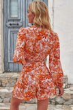 Printed Long Sleeve Cropped Top and Shorts Set - Trendsi