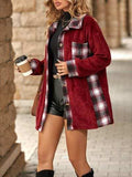 Plaid Contrast Dropped Shoulder Coat - Trendsi - Flyclothing LLC