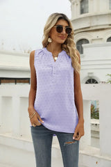Swiss Dot Notched Neck Tank - Trendsi - Flyclothing LLC