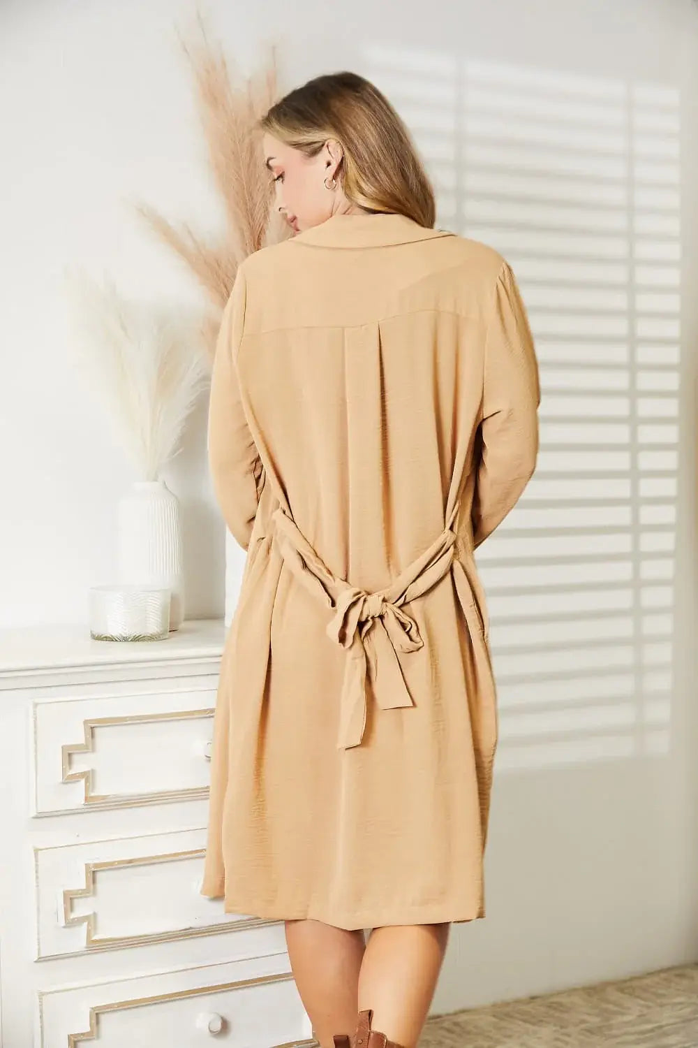 Culture Code Full Size Tied Trench Coat with Pockets - Trendsi - Flyclothing LLC