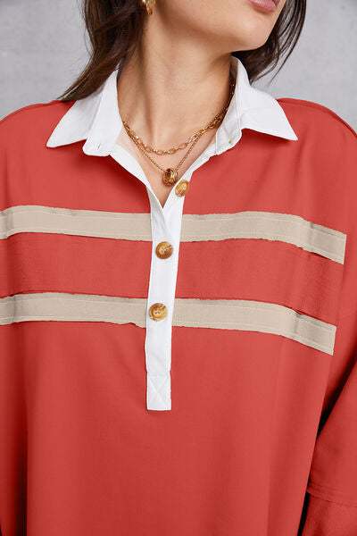 Half Button Handkerchief Hem Dress - Trendsi - Flyclothing LLC