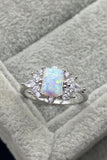 925 Sterling Silver Zircon and Opal Ring - Trendsi