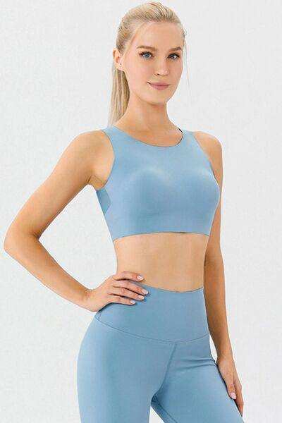 Round Neck Wide Strap Active Bra - Trendsi - Flyclothing LLC