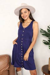 Double Take Button Front Empire Waist Sleeveless Slit Magic Dress - Trendsi - Flyclothing LLC