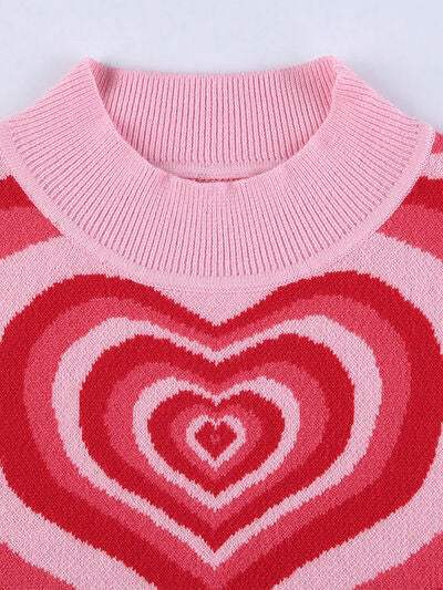 Heart Mock Neck Sweater Vest - Trendsi - Flyclothing LLC