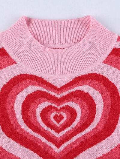 Heart Mock Neck Sweater Vest - Trendsi - Flyclothing LLC