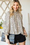 Animal Print Ruffle Collar Flounce Sleeve Blouse - Trendsi