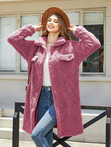Texture Button Up Dropped Shoulder Coat - Trendsi - Flyclothing LLC