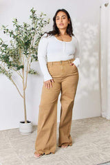 RISEN Full Size Fringe Hem Wide Leg Jeans - Trendsi - Flyclothing LLC