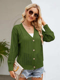 Button Down Ribbed Trim Cardigan - Trendsi - Flyclothing LLC