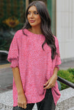 Leopard Smocked Flounce Sleeve Blouse - Trendsi