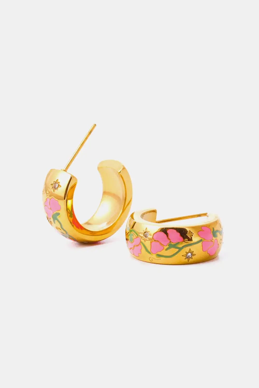 Stainless Steel 18K Gold Plated Ring Shape C-Hoop Earrings - Trendsi - Flyclothing LLC
