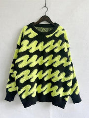 Ribbed Striped Dropped Shoulder Sweater - Trendsi